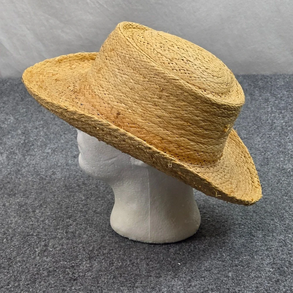 Vintage Cowboy Hat Straw Mens 7 1/4 Tan Stevens Raffia Western Rancher USA Made